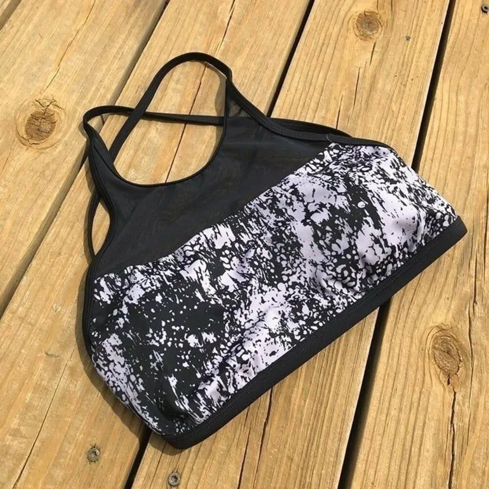 New Nike Black & Gray Halter Mesh Bikini Top